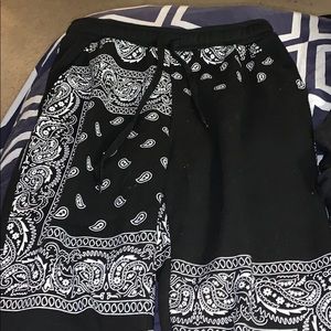 Black bandana styled sweat pants
